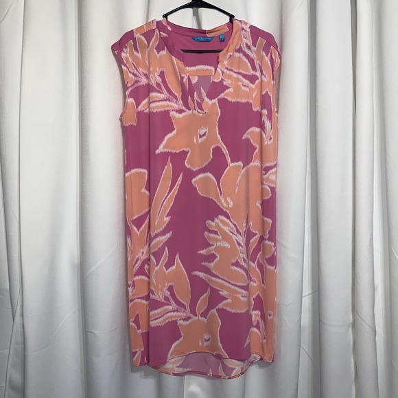 Tori Richard Honolulu Floral Dress Women's Size Large Pink Sleeveless Stretch - Picture 1 of 7